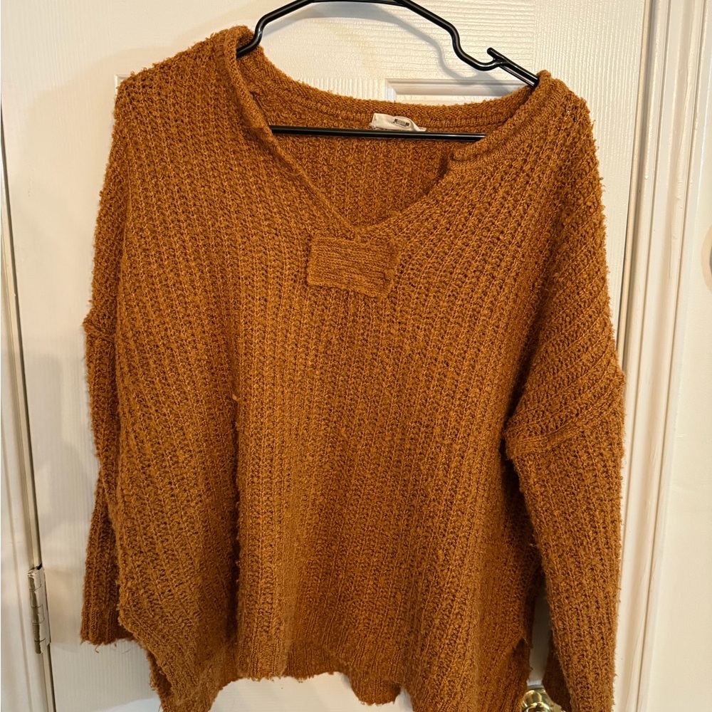Altar'd State Women's V-Neck Sweater in Rich Tan